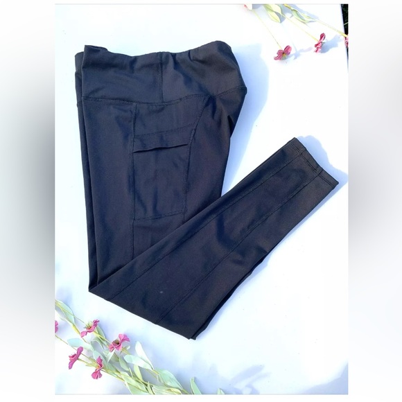 LifeSky Yoga Pants Womens XL High Waisted Tummy Control Workout Leggings Pockets - Picture 1 of 9